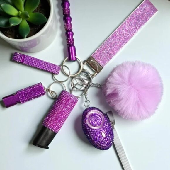 Safety Keychain Bling Edition - 7 Piece Set in Purple - Picture 1 of 1